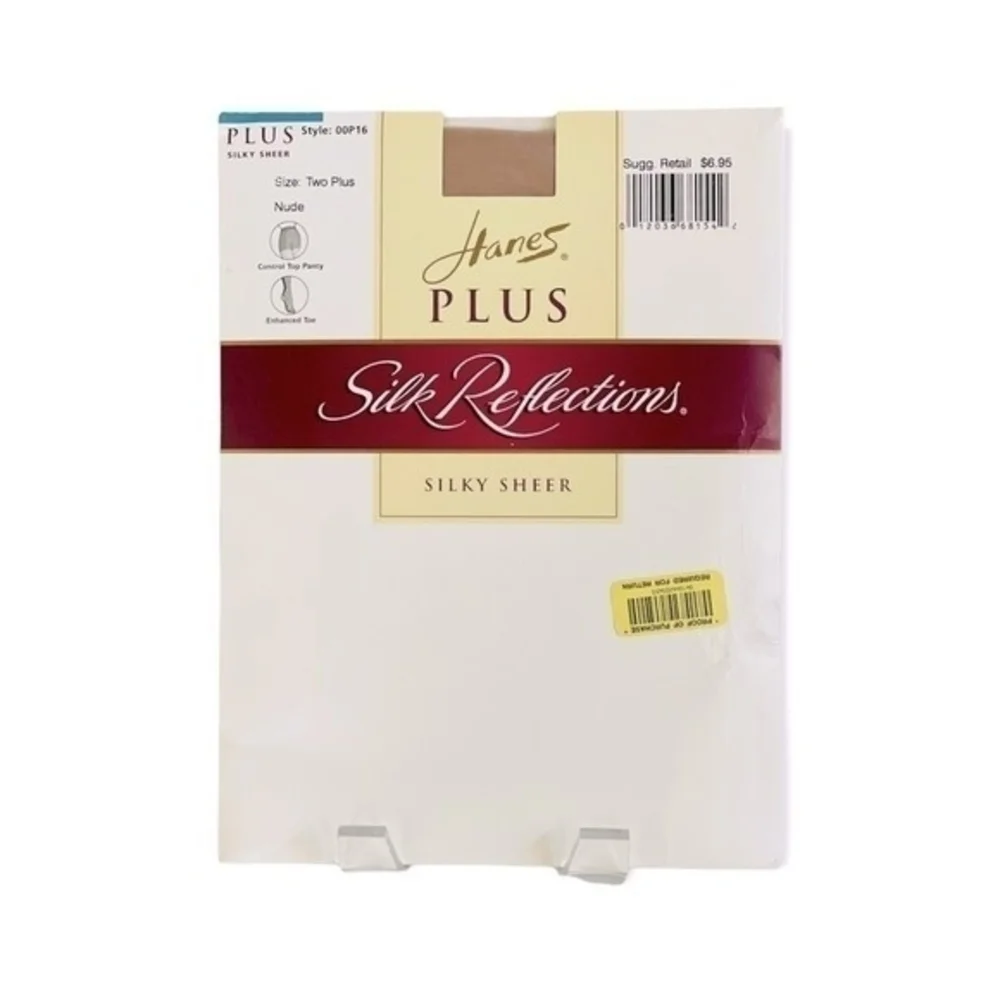 Vintage Hanes Silk Reflections Silky Sheer Pantyhose Nude Two Plus Size NIP